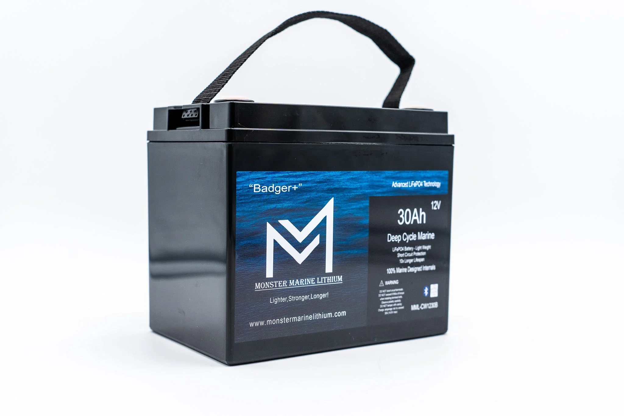 12v 30Ah Deep Cycle Lithium Marine Battery "Badger" - Bluetooth - MML-1230B - Image 3