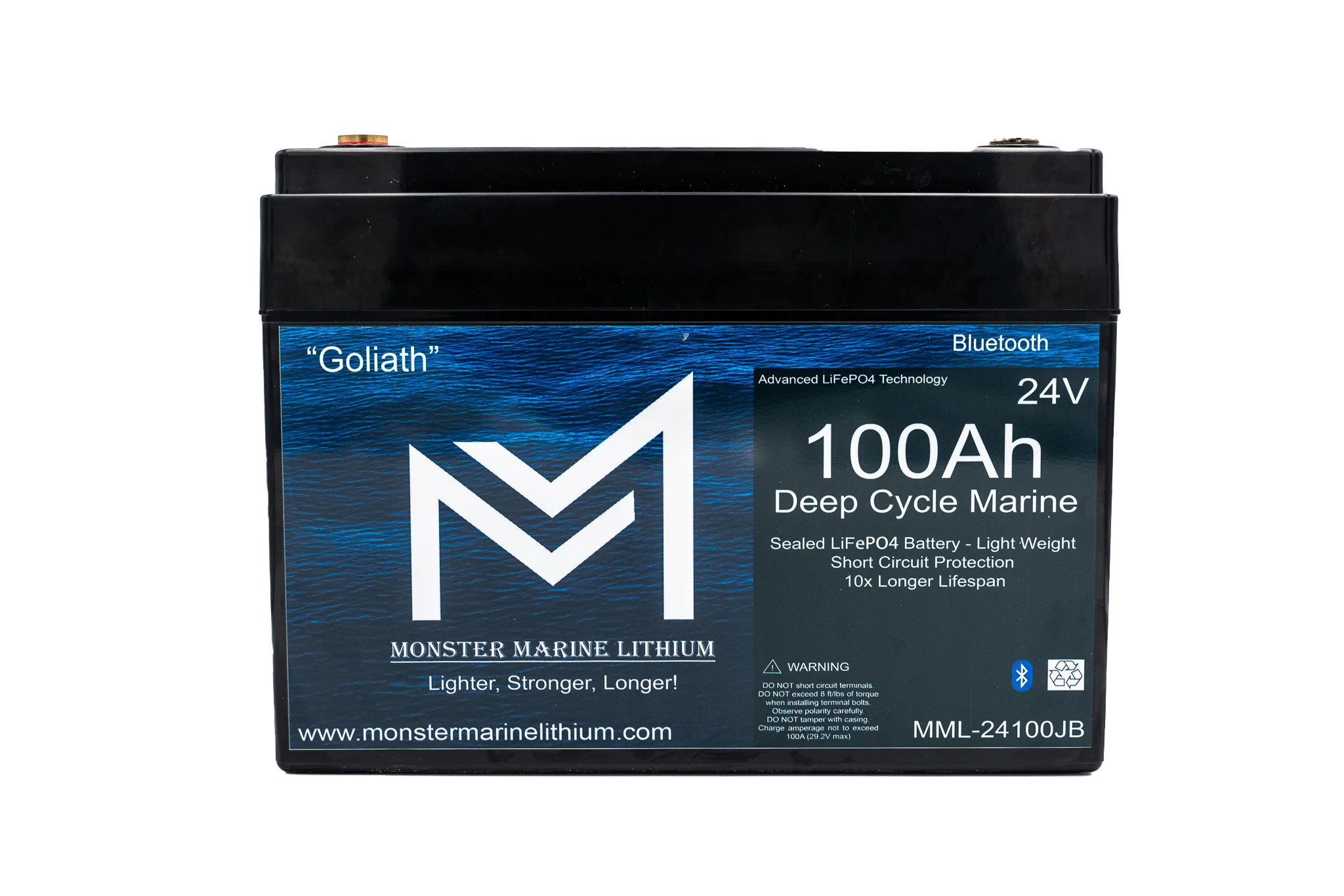 24V 100Ah Lithium Marine Trolling Motor Battery "Goliath" - Bluetooth
