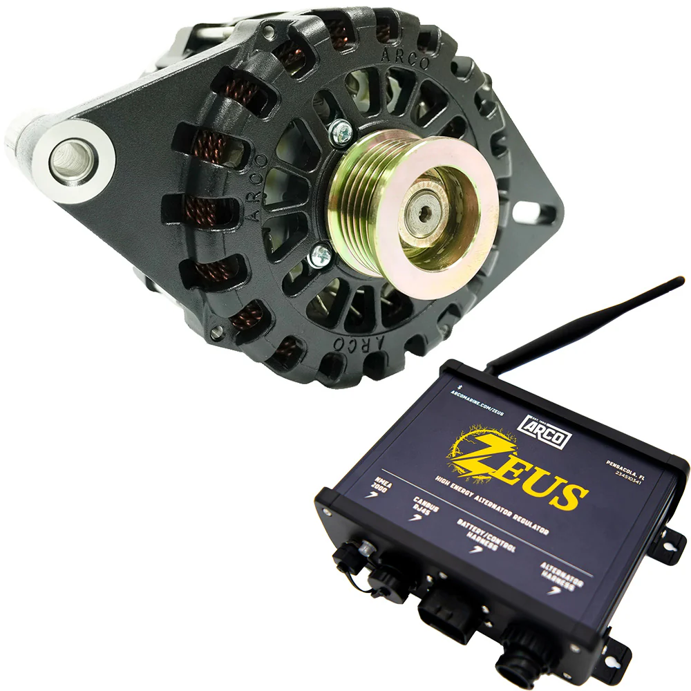 ARCO Zeus 24V 4kW Low Turn On (LTO) 1"-2" Single Foot Alternator w/Isolated Ground  Zeus High-Energy Alternator Regulator [4405-AZ1000]