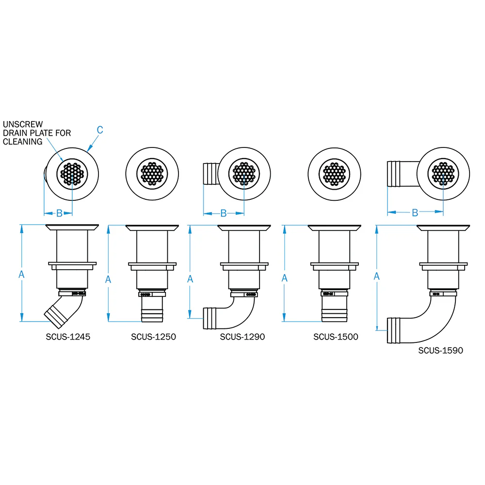 GROCO Deck Scupper 90 Degree 1-1/2" Hose Connection [SCUS-1590] - Image 2