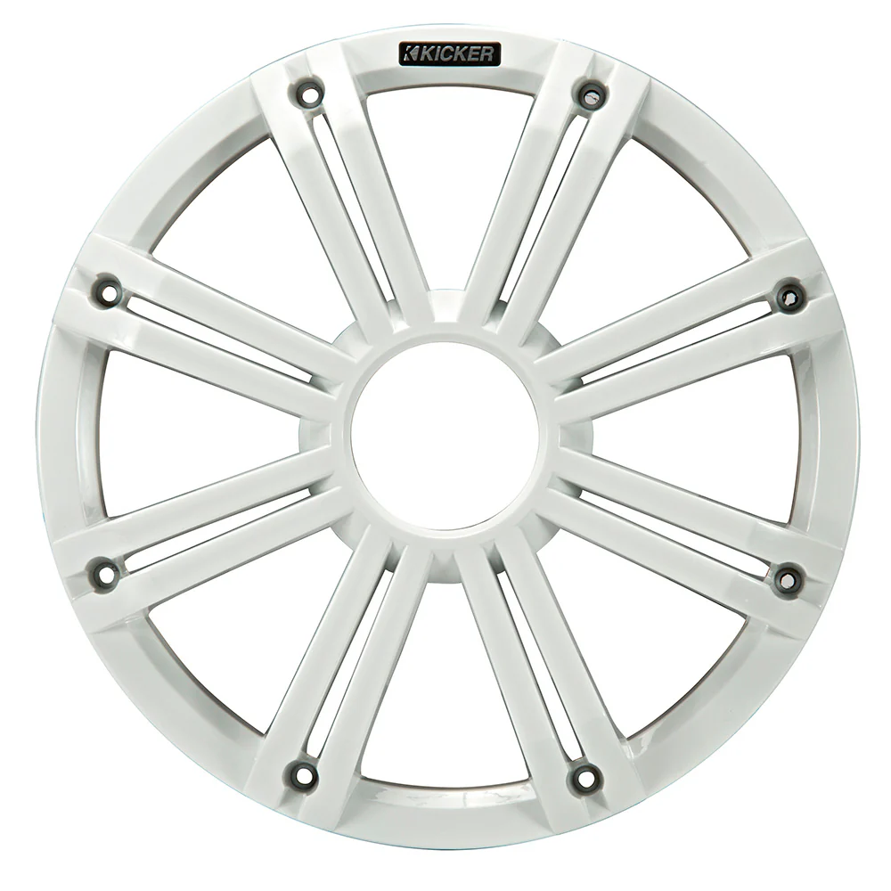 KICKER KMG12 12" Grille f/KM12  KMF12 Subwoofers - White, LED Lighting [45KMG12W]