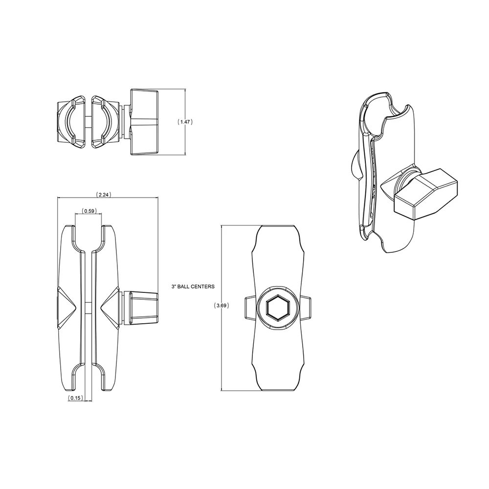 RAM Mount Double Socket Arm f/1" Ball [RAM-B-201U] - Image 3