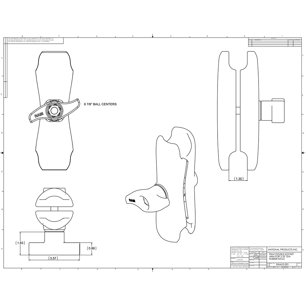 RAM Mount Double Socket Arm w/Jam Nut f/2.25" Bases [RAM-D-201U-MI1] - Image 2