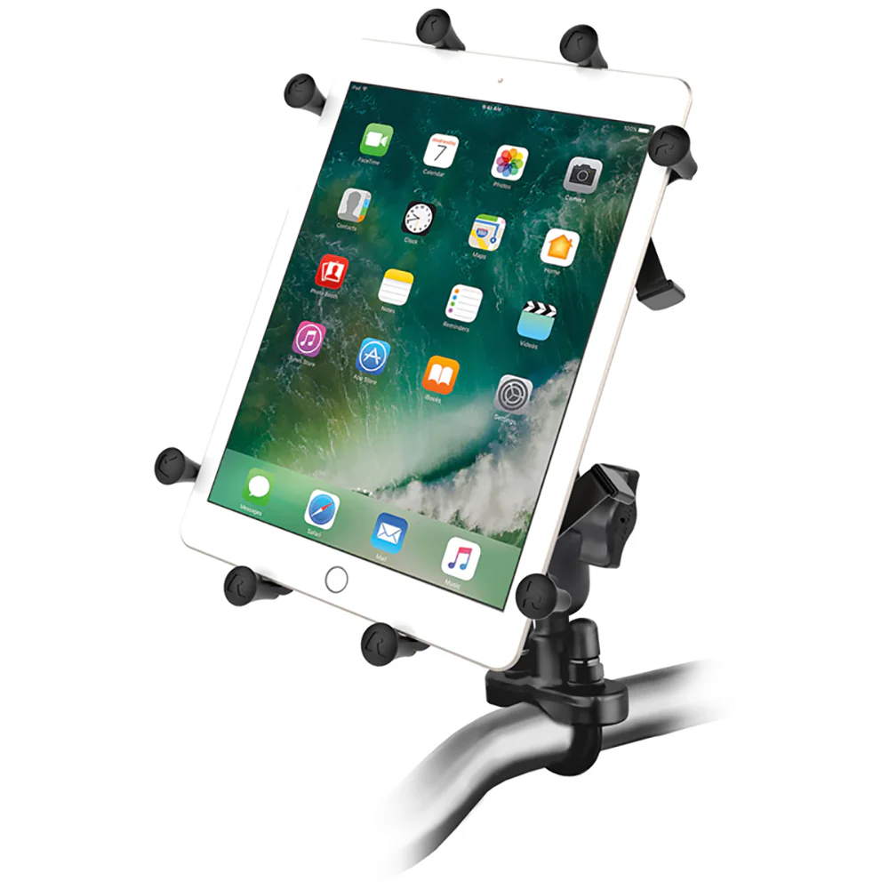 RAM Mount Handlebar Rail Mount w/Zinc Coated U-Bolt Base  Universal X-Grip Cradle for 10" Large Tablets [RAM-B-149Z-UN9U] - Image 2