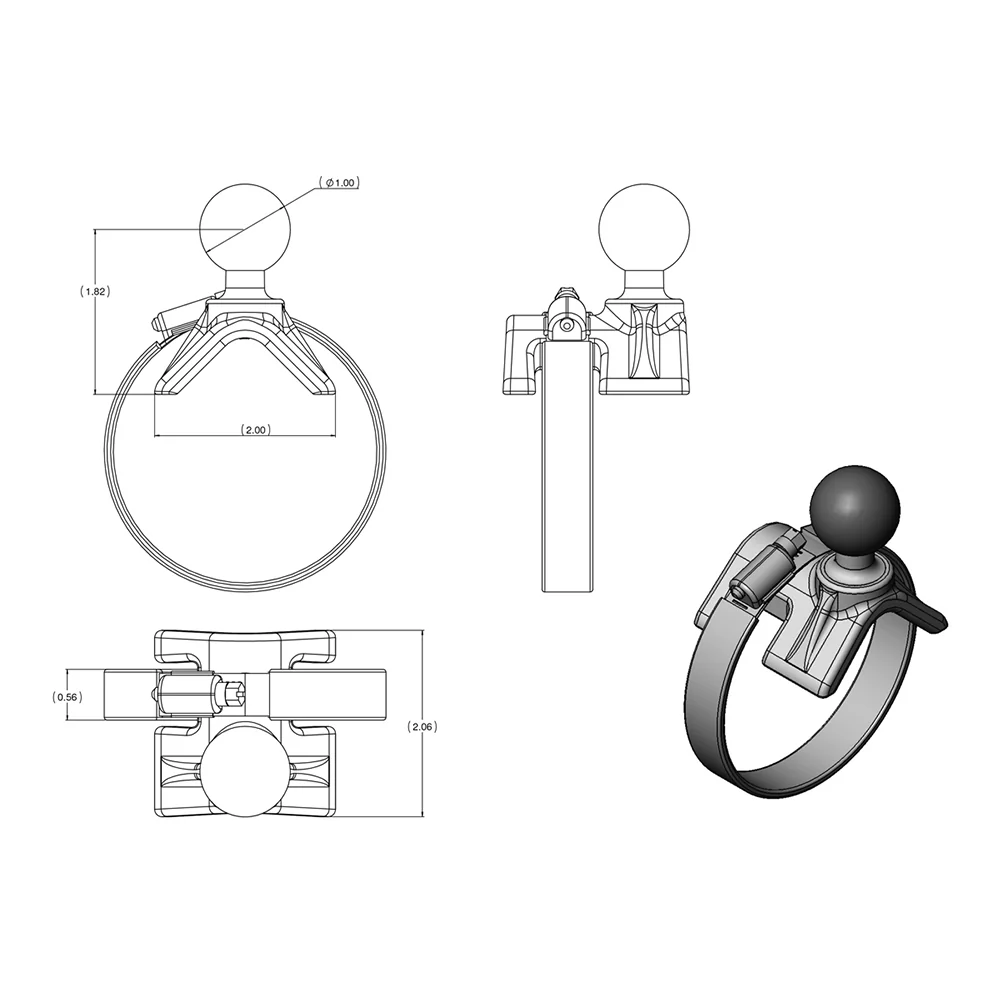 RAM Mount Strap Mount w/Long Arm & Round Base [RAM-B-108-C] - Image 2