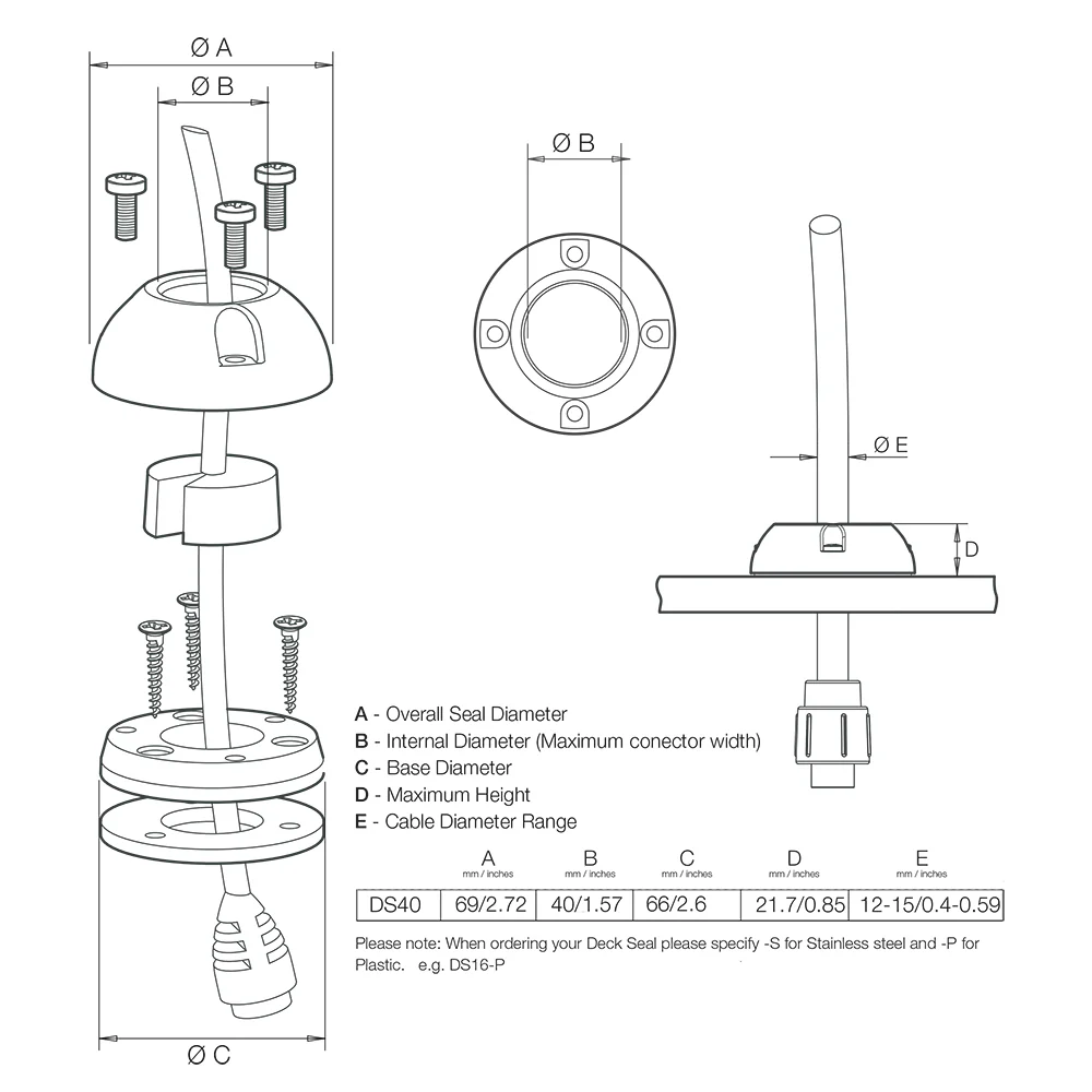 Scanstrut DS40-P Vertical Cable Seal [DS40-P] - Image 2