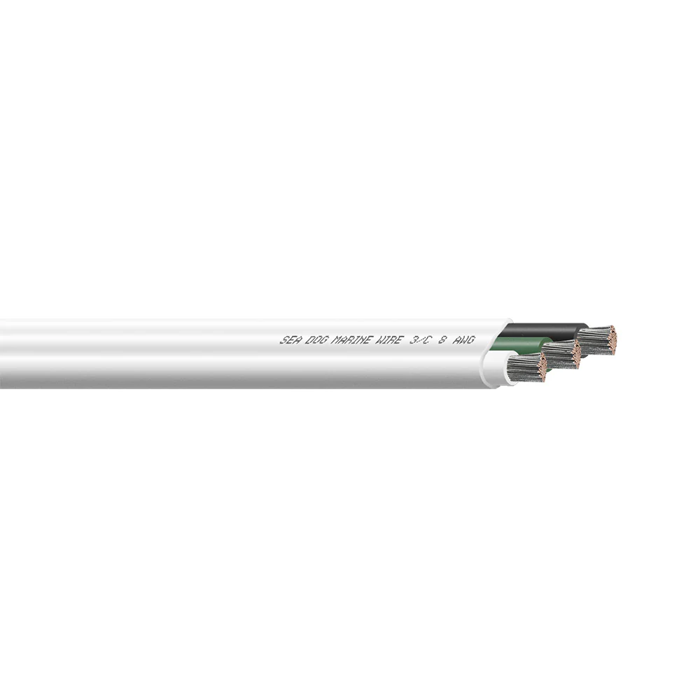 Sea-Dog 8/3 AWG Flat Triplex Wire - White/Green/Black - 100' [8008302]