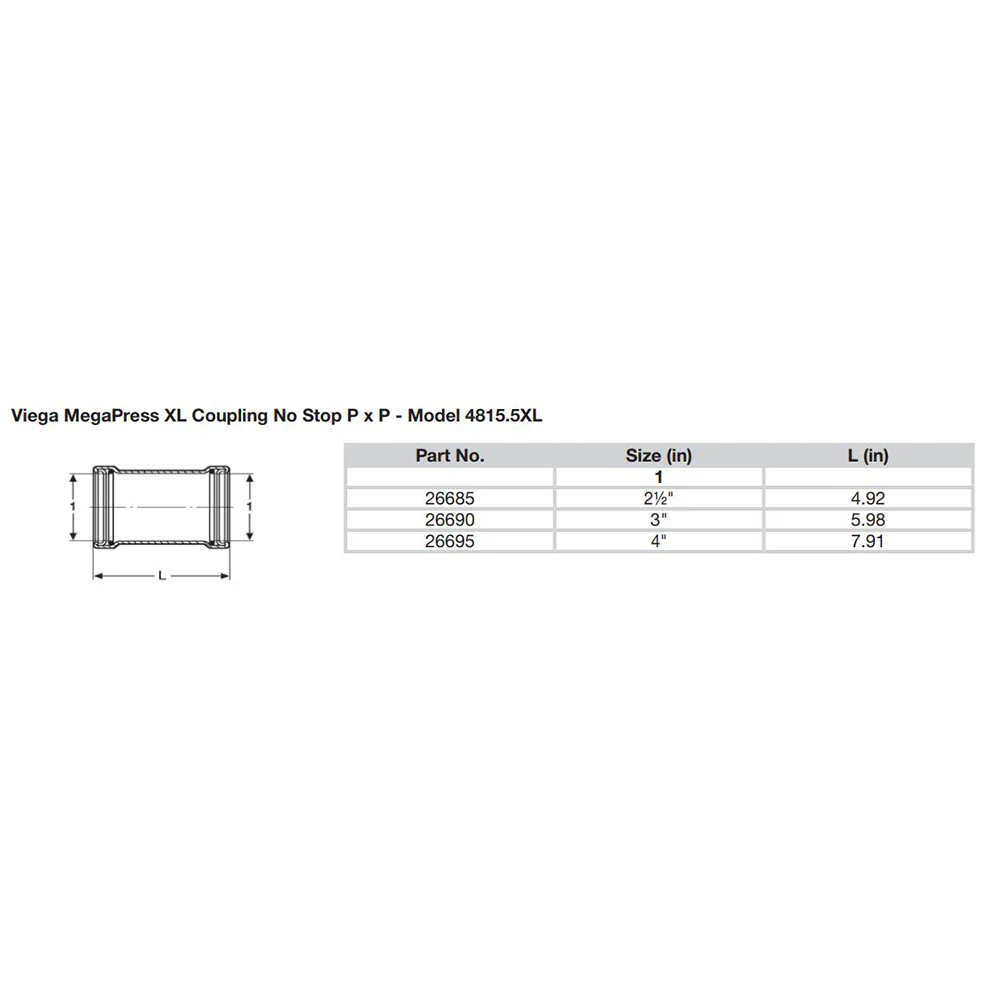 Viega MegaPress 2-1/2" Carbon Steel Coupling w/o Stop w/FMK - Double Press Connection - Smart Connect Technology [26685] - Image 2