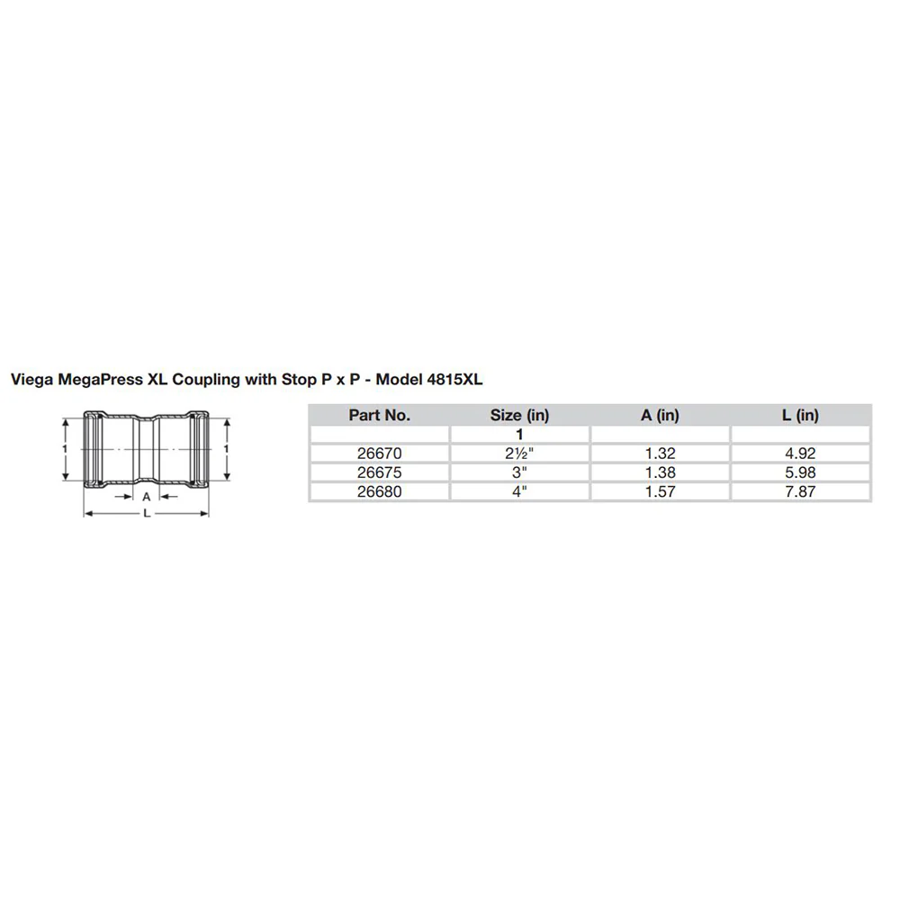 Viega MegaPress 4" Carbon Steel Coupling w/Stop w/FMK Double Press Connection - Smart Connect Technology [26680] - Image 2