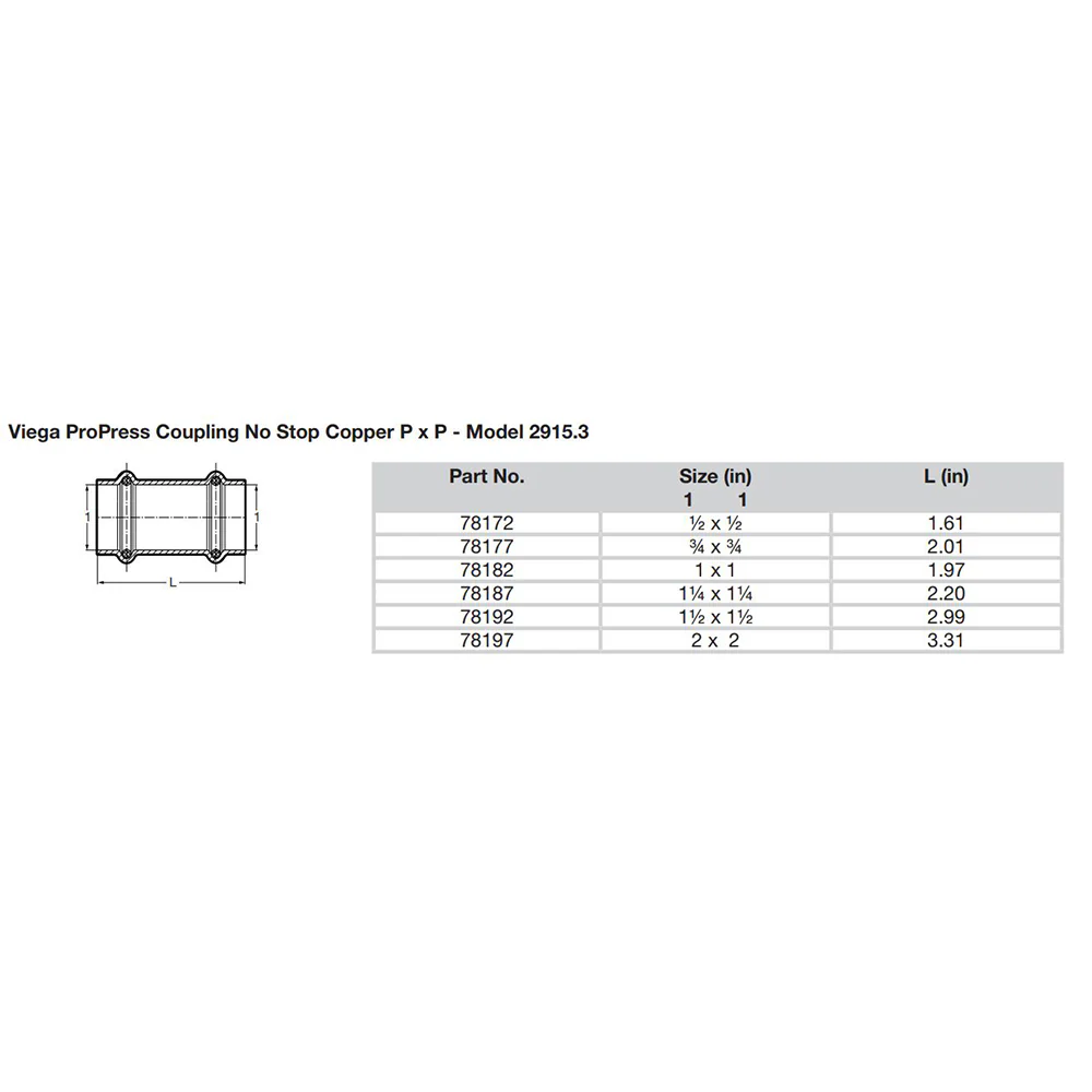 Viega ProPress 1-1/4" Copper Coupling w/o Stop - Double Press Connection - Smart Connect Technology [78187] - Image 2