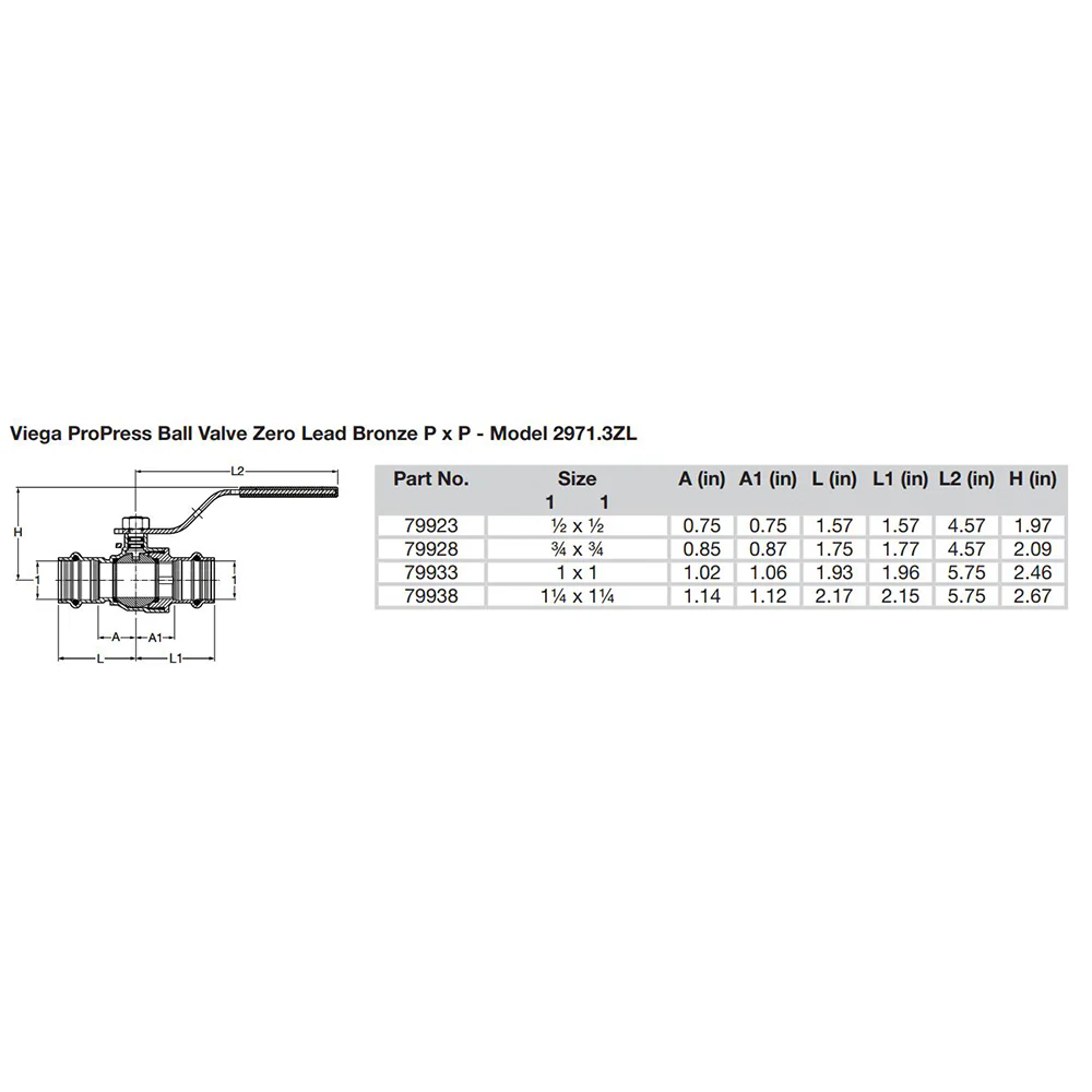 Viega ProPress 1/2" Zero Lead Bronze Ball Valve w/Stainless Stem - Double Press Connection - Smart Connect Technology [79923] - Image 2