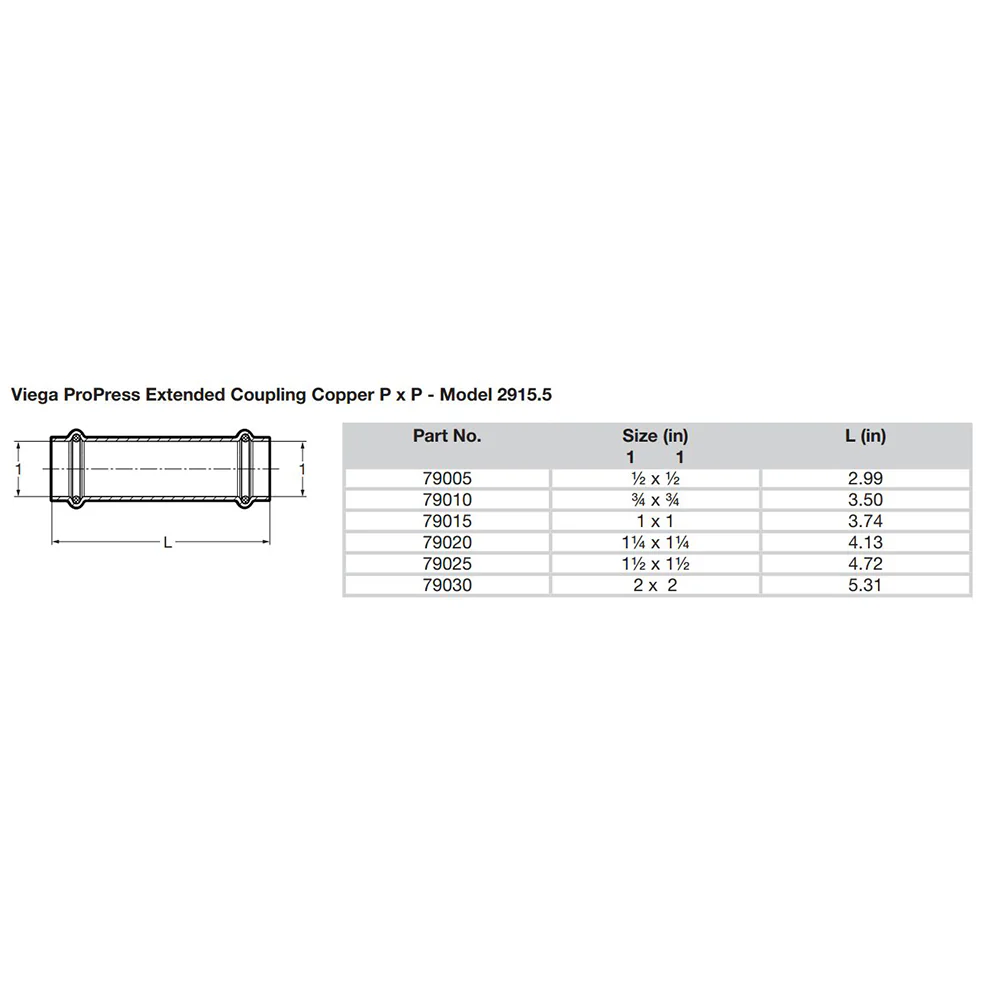 Viega ProPress 1" Extended Coupling w/o Stop - Double Press Connection - Smart Connect Technology [79015] - Image 2