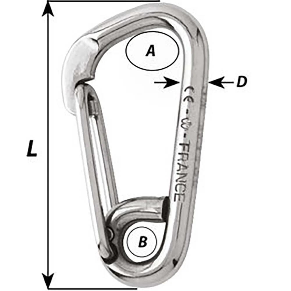 Wichard Asymmetric Carbine Hook - Length 80mm - 5/16" [2325W] - Image 2