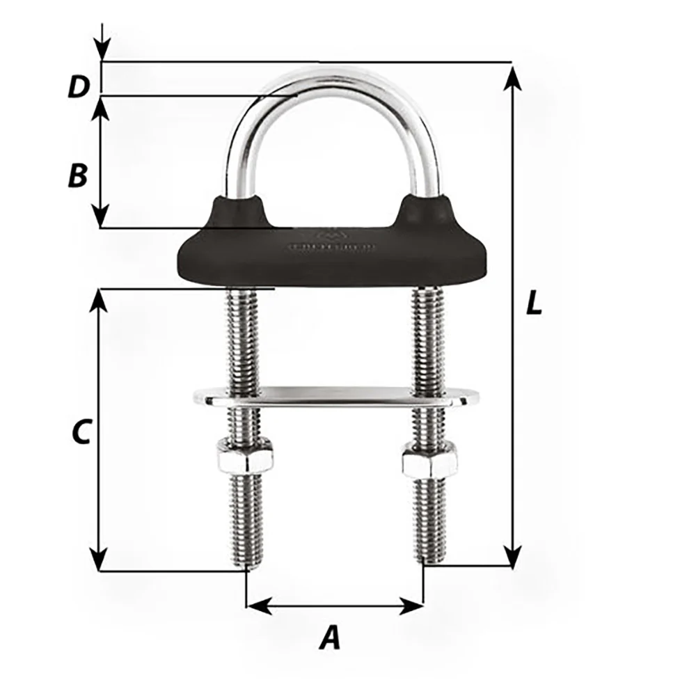 Wichard Black Watertight U-Bolt - 8mm Diameter - 5/16" - 80mm Length - 3-5/32" [65341W] - Image 2