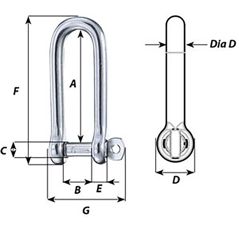 Wichard Captive Pin Long D Shackle - Diameter 8mm - 5/16" [1414W] - Image 2