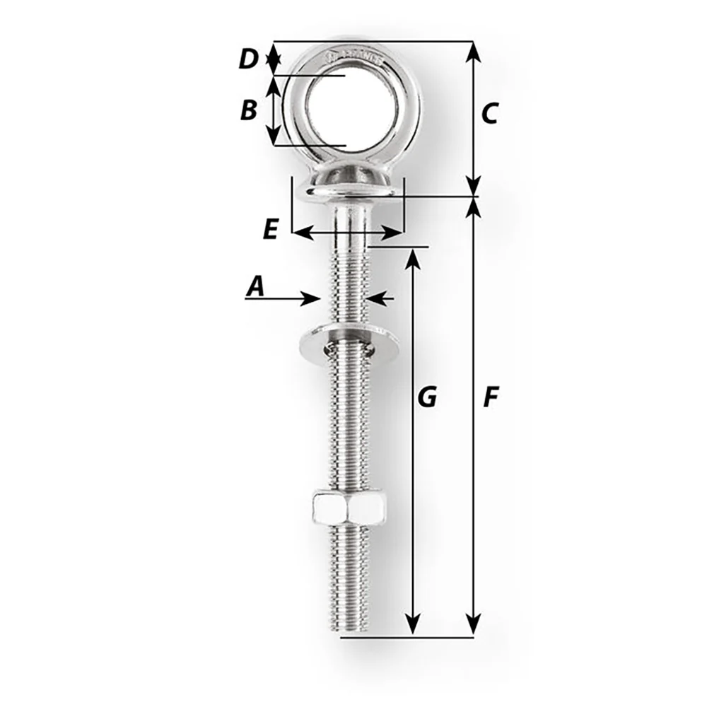 Wichard Eye Bolt - Diameter 15/32" - Length 1-9/16" [6490W] - Image 2