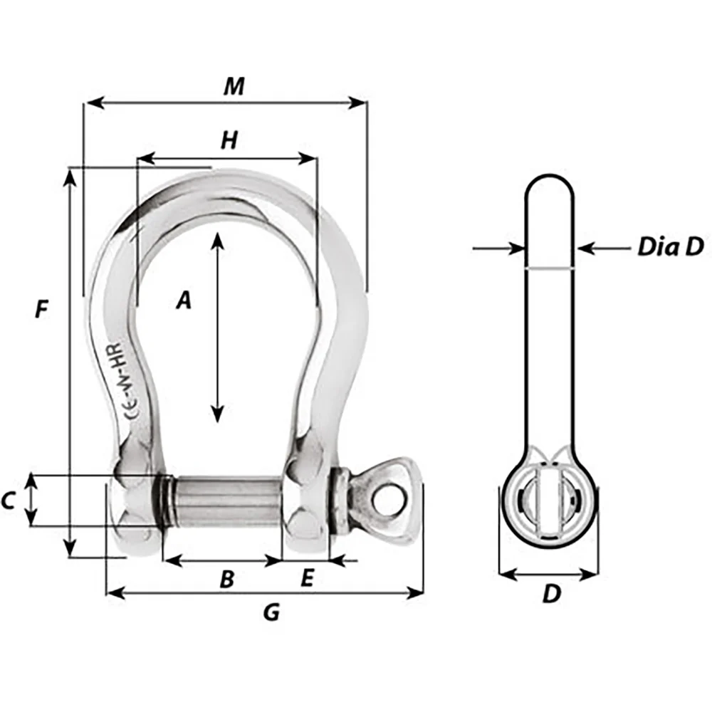 Wichard HR Bow Shackle - 10mm Pin Diameter [11245W] - Image 2
