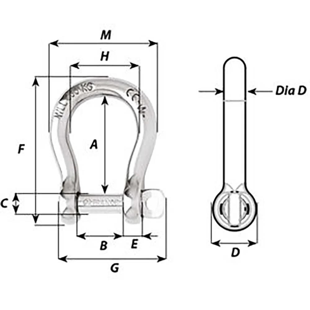 Wichard Self-Locking Bow Shackle - Diameter 4mm - 5/32" [1241W] - Image 2