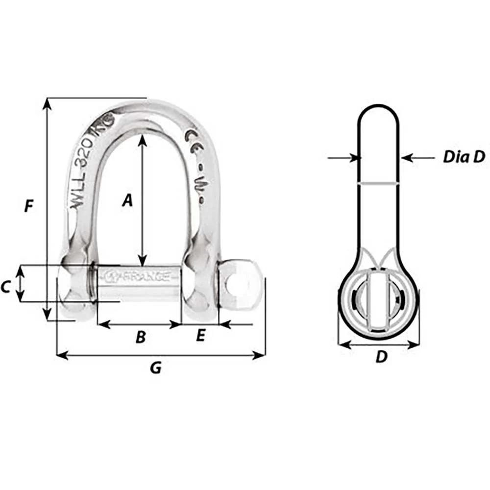 Wichard Self-Locking D Shackle - Diameter 8mm - 5/16" [1204W] - Image 2