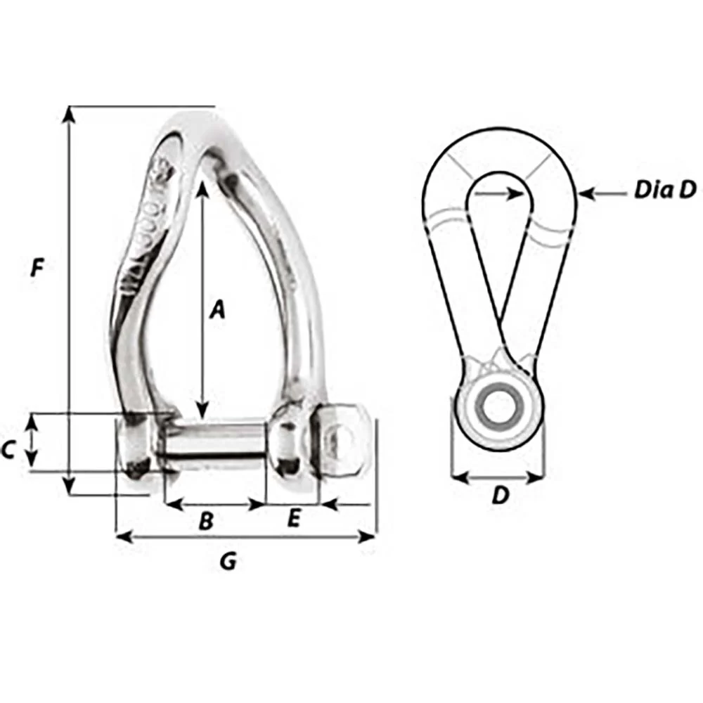 Wichard Self-Locking Twisted Shackle - Diameter 5mm - 3/16" [1222W] - Image 2