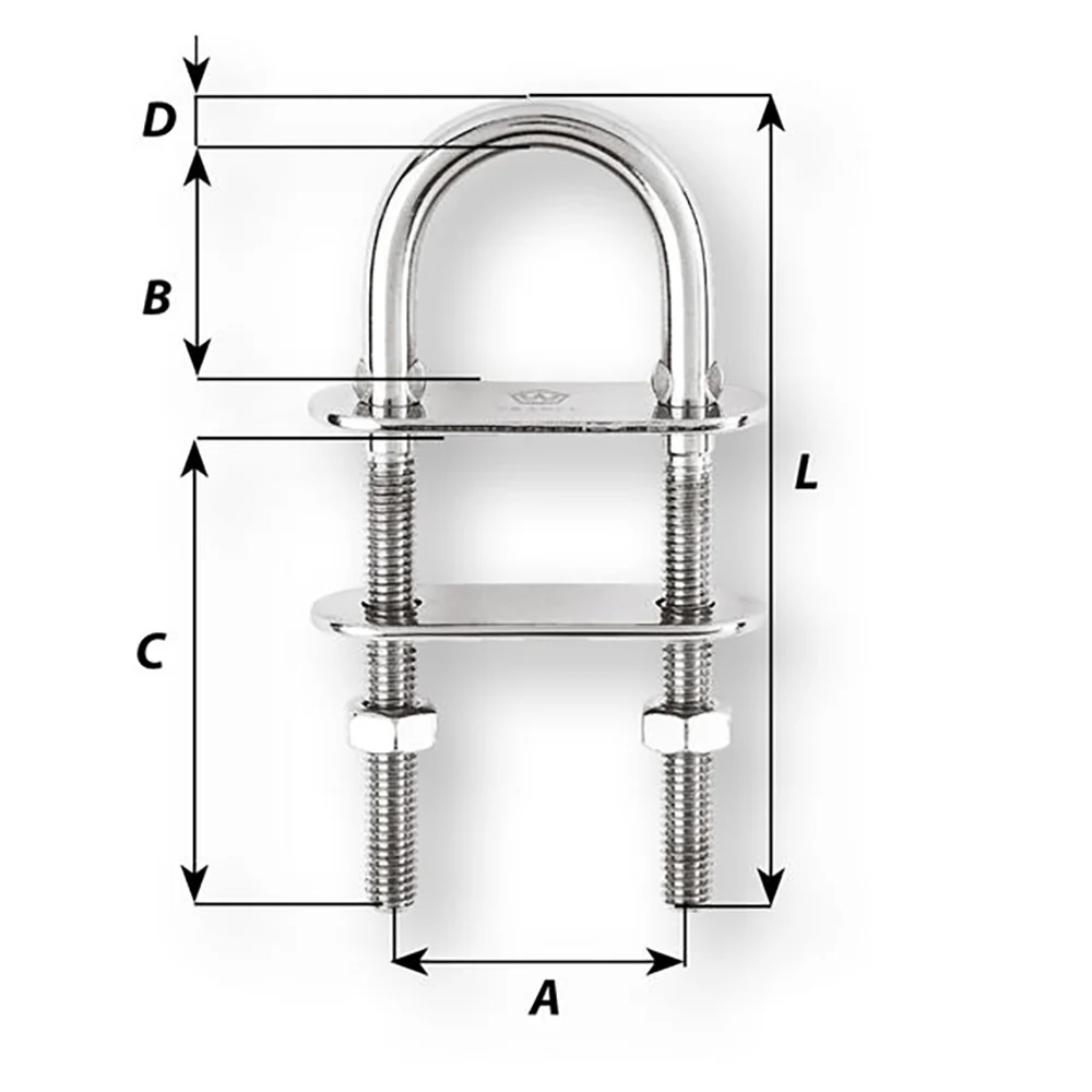 Wichard U-Bolt Pad Eye - 12mm Diameter - 15/32" - 130mm Length - 5-1/8" [6526W] - Image 2